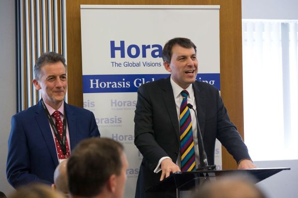 John Glen, Economic Secretary to the Treasury and City Minister, UK speaking whereas Chris Morris, Correspondent, BBC News looks on_preview