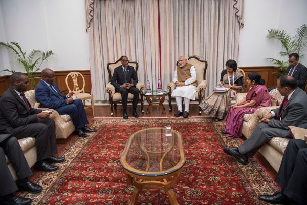President Kagame meets with Prime Minister of India Narendra Modi on the sidelines of the International Solar Alliance (ISA) Founding Summit | New Delhi, 11 March 2018
