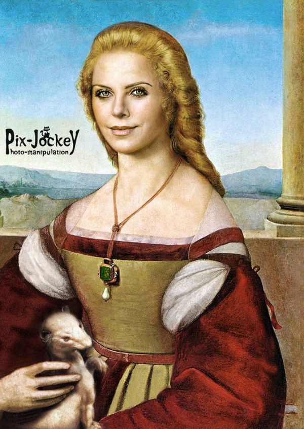 CHARLIZE THERON by RAFFAELLO (with LEONARDO's ermine!)