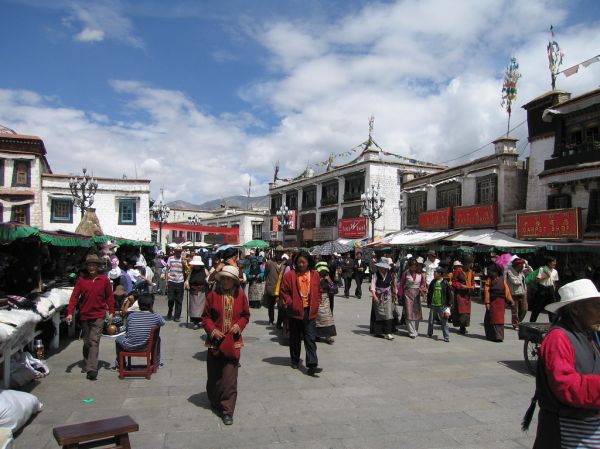 Pilgrims following the Jokhang kora, Lhasa, Tibet