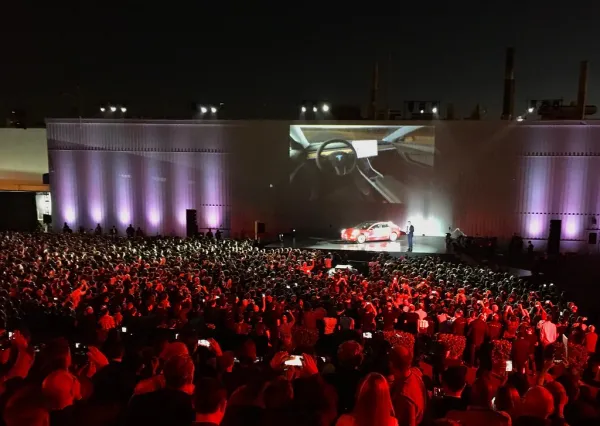 Elon Musk Presenting the First Tesla Model 3 Cars