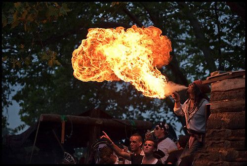 Gay blowing fire!