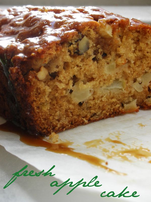 fresh apple cake with brown sugar glaze
