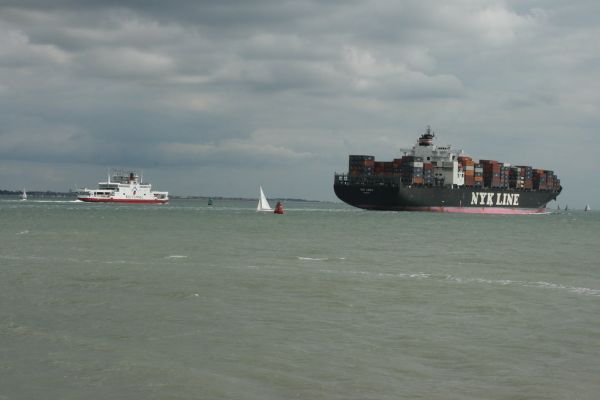 Red Funnel Ferry & NYK Libra Container Ship