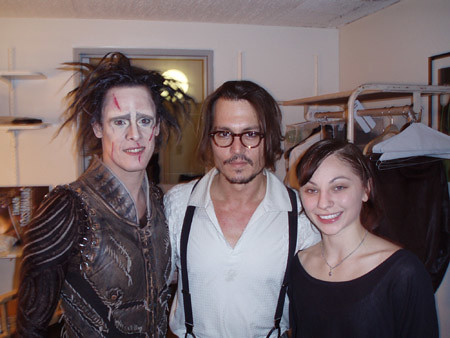 Johnny Depp with 'Edward' and 'Kim' from 'Edward Scissorhands'