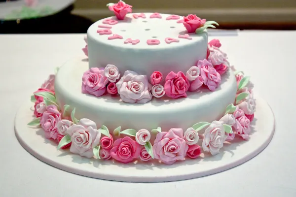 Pink rose birthday cake