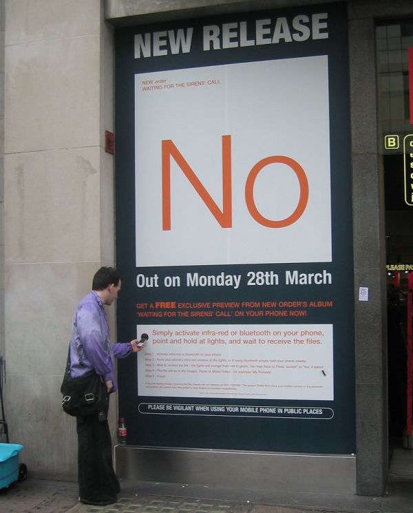 New Order bluetooth and infra red enabled advert