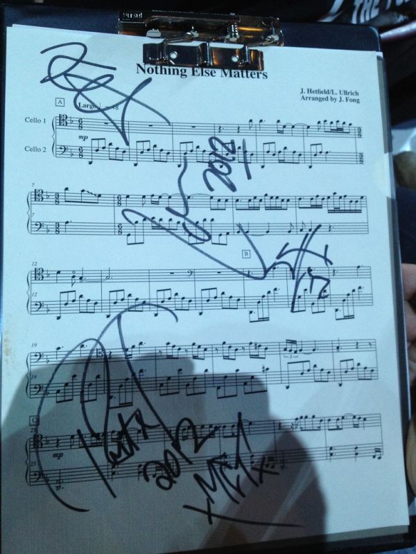 Metallica's signatures on something with my name on it