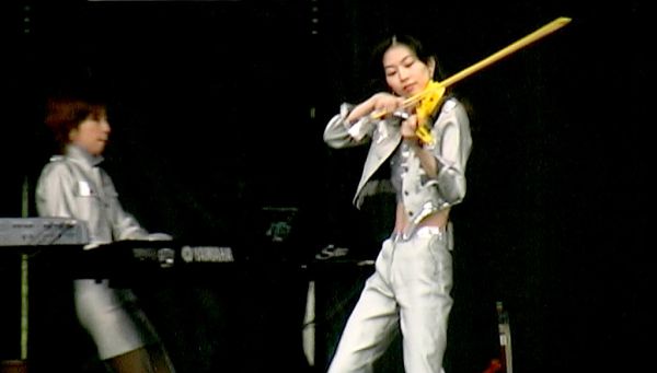 Yellow Electric Violin and Bow