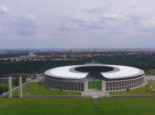 Renovated Berlin Olympic Stadium seen from above, Germany