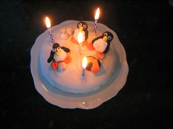 Happy Birthday Penguin Cake