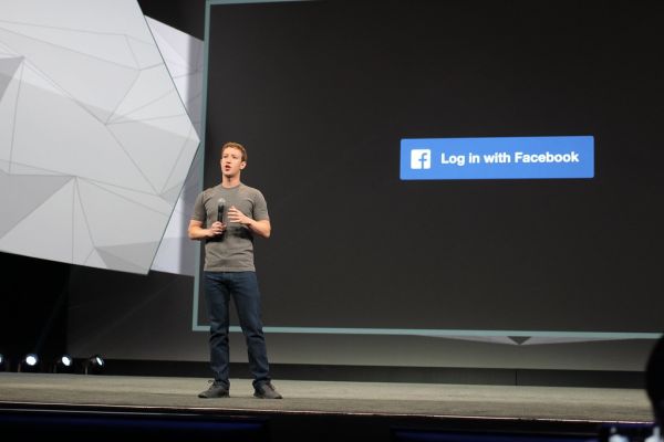 Mark Zuckerberg on stage at Facebook's F8 Conference