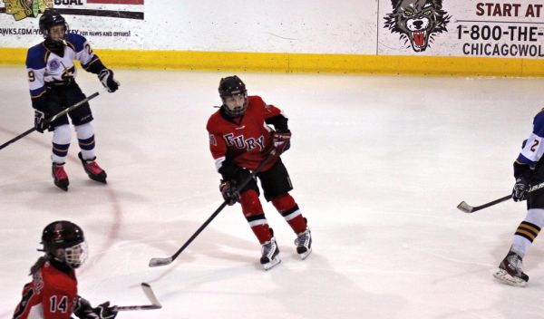 The 2012 Chicago Fury U14 AAA Girls Hockey Team vs Naperville Sabres Boys Pee Wee's in an exhibition game at Rocket Ice Arena in Naperville, Illinois on February 22nd, 2013.