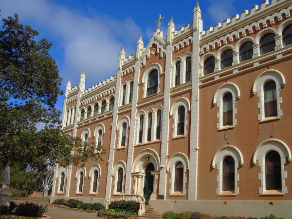 Small part of facade of St Ildephonsus' college for Catholic boys at New Norcia Western Australia. The college is one of many fine buildings in the complex.