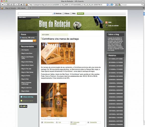 Foto Publicada | Cachaça A Corinthiana | UOL