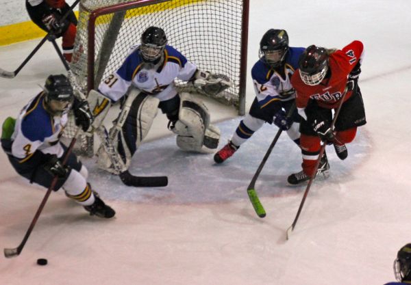The 2012 Chicago Fury U14 AAA Girls Hockey Team vs Naperville Sabres Boys Pee Wee's in an exhibition game at Rocket Ice Arena in Naperville, Illinois on February 22nd, 2013.