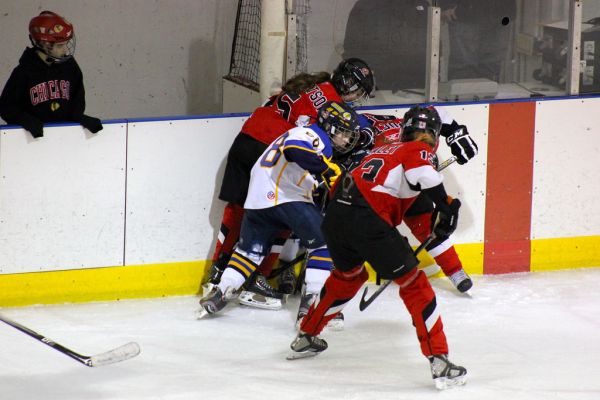 The 2012 Chicago Fury U14 AAA Girls Hockey Team vs Naperville Sabres Boys Pee Wee's in an exhibition game at Rocket Ice Arena in Naperville, Illinois on February 22nd, 2013.
