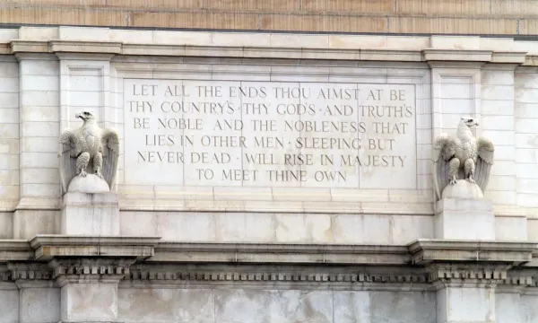 William Shakespeare & James Russell Lowell Mashed Together On The Exterior Of A Train Station (Washington, DC)