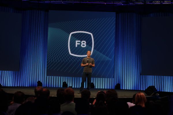 Mark Zuckerberg on stage at Facebook's F8 Developers Conference 2015
