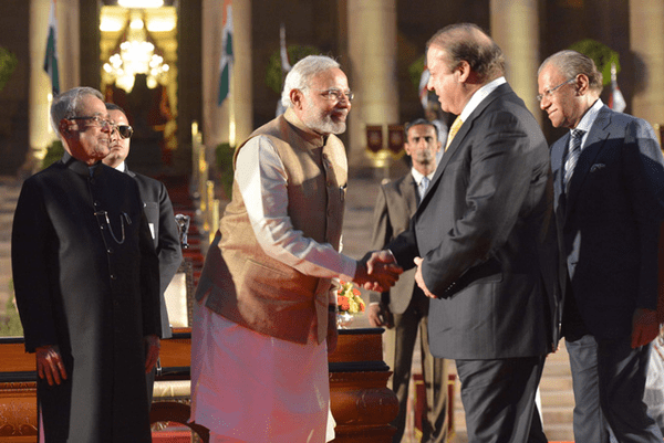 Handshake between Narendra Modi and Nawaz Sharif