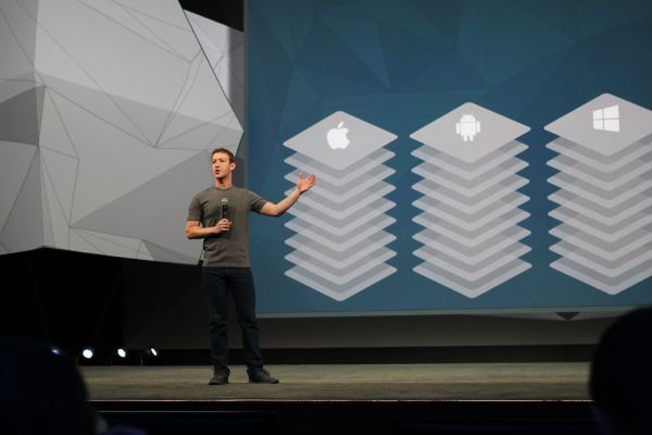 Mark Zuckerberg on stage at Facebook's F8 Conference