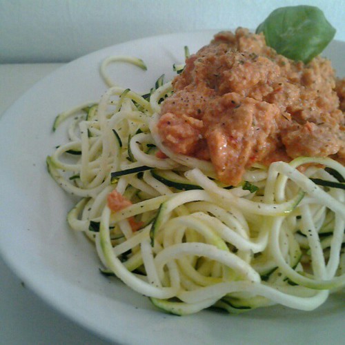 Vegan raw Spaghetti w/dried tomato sauce