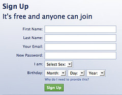 Facebook's signup page