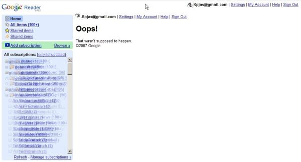 Google Reader Oops