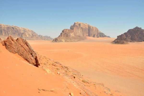 Wadi Rum, the valley where T. E. Lawrence (Lawrence of Arabia) passed by during the Arab Revolt