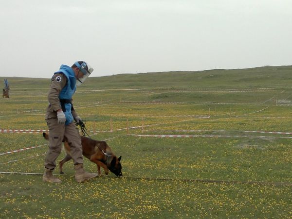 Deminers at work in Tajikistan