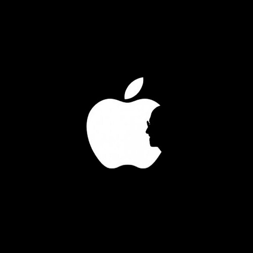 Apple Logo with Steve Jobs silhouette