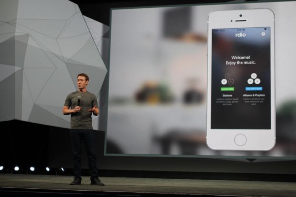 Mark Zuckerberg on stage at Facebook's F8 Conference
