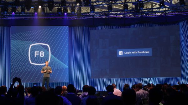 Mark Zuckerberg on stage at Facebook's F8 Developers Conference 2015