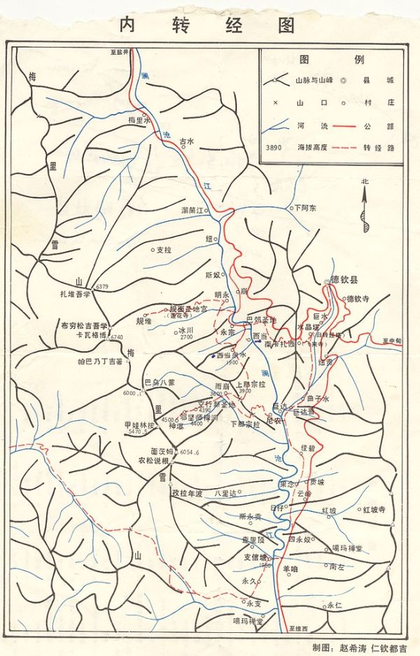Kawakarpo inner kora (circuit) map.