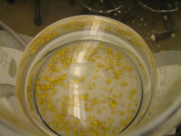 5: Gold flakes in funnel