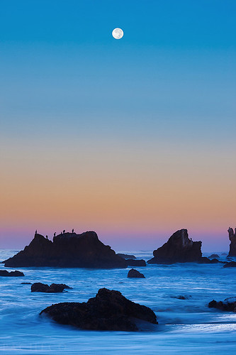 Steep Curves - A Moonset at El Matador, Malibu Ca