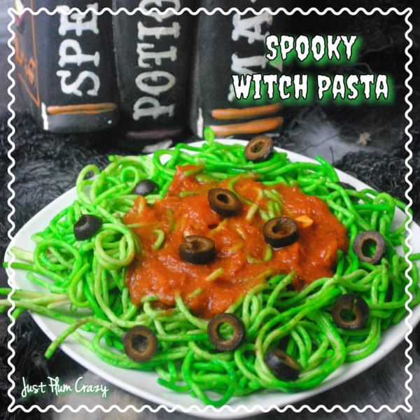 Spooky Witch Pasta Recipe http://bit.ly/WitchPasta #JustPlumCrazy #OnTheBlog #Halloween Link in Profile!