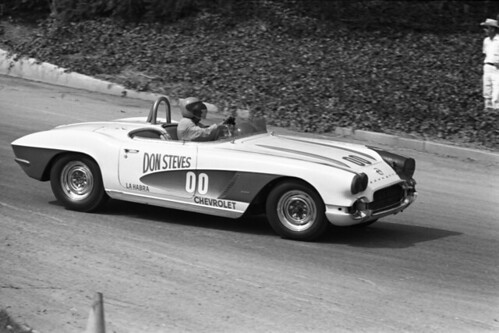 Dave MacDonald Driving Corvette at Pomona Raceway, July, 1962