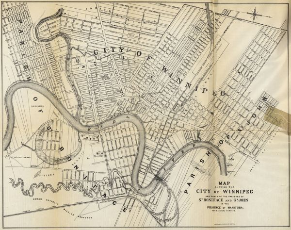 Map Shewing the City of Winnipeg and Parts of the Parishes of St. Boniface and St. John (1882)