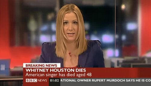 BBC News breaking Whitney Houston's death