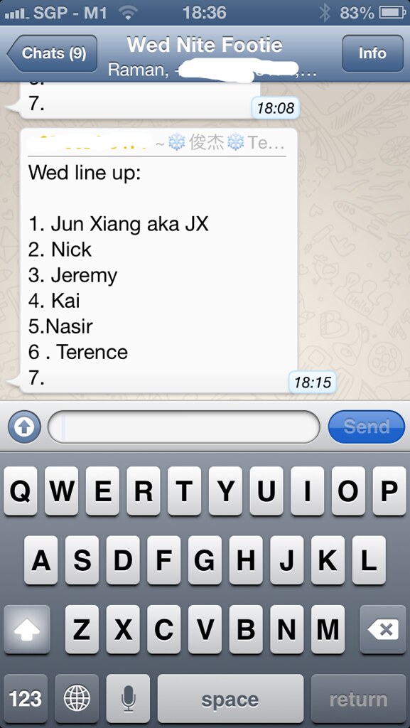 Organising a game via WhatsApp