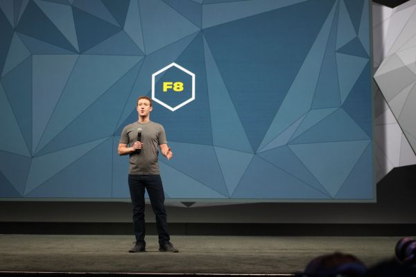 Mark Zuckerberg on stage at Facebook's F8 Conference