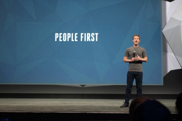 Mark Zuckerberg on stage at Facebook's F8 Conference