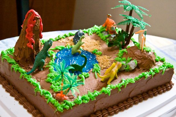Kid's 4th Delicious Dinosaur Swiss Butter Cream Birthday Cake home made by Barb