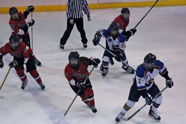 The 2012 Chicago Fury U14 AAA Girls Hockey Team vs Naperville Sabres Boys Pee Wee's in an exhibition game at Rocket Ice Arena in Naperville, Illinois on February 22nd, 2013.