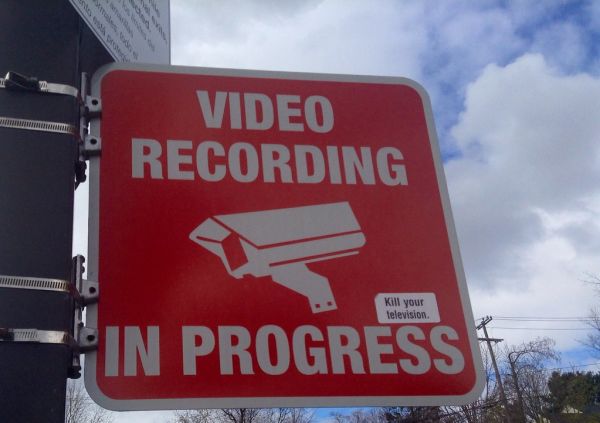 NSA Spying Surveillance Cameras Hidden Spy Cam Sign Warning Signs. Security Camera. Pics by Mike Mozart of TheToyChannel and JeepersMedia on YouTube. #NSA #SpyCam #HiddenCameras #SurveillanceCameras #SecurityCameras