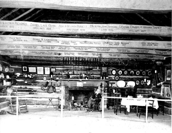 John Nowland, 'first' white child born in Ann Arbor, at the 1898 Log Cabin in the Fairgrounds that became Burns Park.