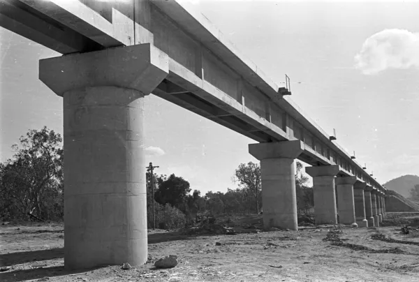 Railway bridge, Funnel Creek, Sarina Range, c 1971