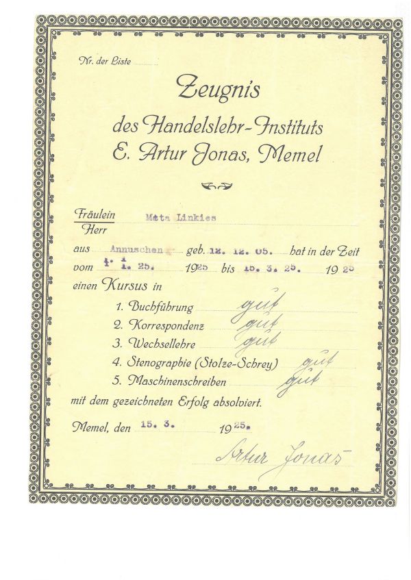 Meta Linkies (Klaipėdos Artur Jonas kursai)