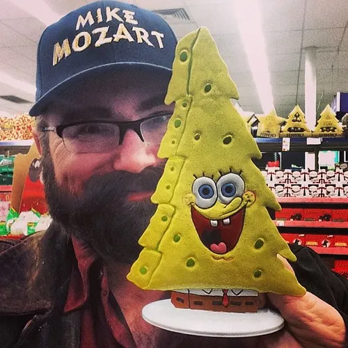 Hand Painted Metal Spongebob XMas Trees table Decor at Walgreens with Mike Mozart